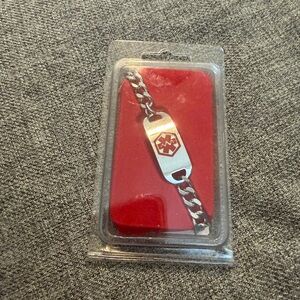 Medline Unisex Stainless Steel and Red Medical Alert Bracelet Heart Patient NIB